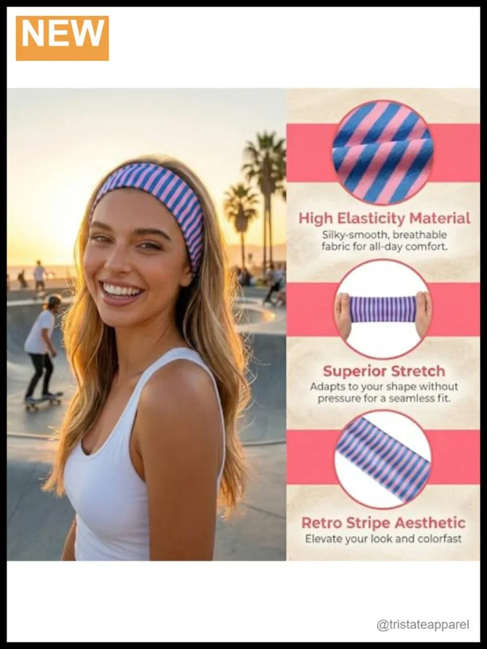 Wide Striped Headbands for Women Non Slip Yoga Sports Fashion